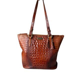 BRAHMIN MEDIUM ASHER PECAN Melbourne GENUINE LEATHER SHOULDER TOTE BAG HANDBAG